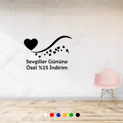 14 Şubat Sevgililer Günü Dalgalı Simge ve Kalpler Sticker