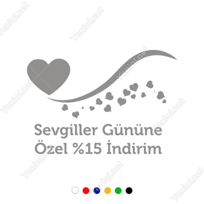 14 Şubat Sevgililer Günü Dalgalı Simge ve Kalpler Sticker