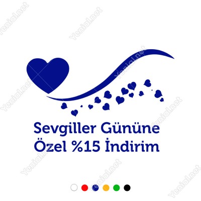14 Şubat Sevgililer Günü Dalgalı Simge ve Kalpler Sticker