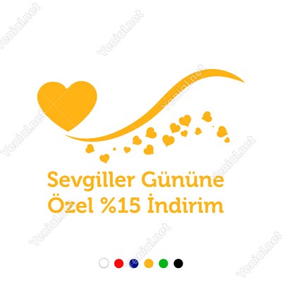 14 Şubat Sevgililer Günü Dalgalı Simge ve Kalpler Sticker
