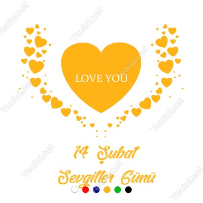 14 Şubat Sevgililer Günü İçin Büyük Küçük Kalp Kuş Sticker