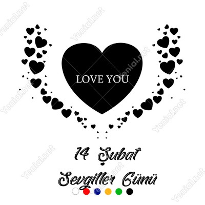 14 Şubat Sevgililer Günü İçin Büyük Küçük Kalp Kuş Sticker