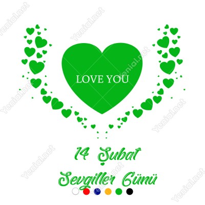 14 Şubat Sevgililer Günü İçin Büyük Küçük Kalp Kuş Sticker