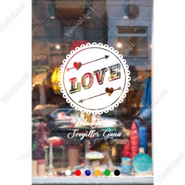 14 Şubat Sevgililer Günü için Love Yazısı ve Kalpler Sticker