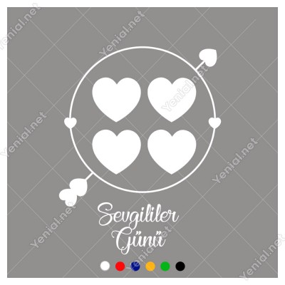 14 Şubat Sevgililer Yuvarlağın İçinde Kalpler Olan ve Ok Sticker