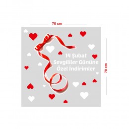 Halka Şeklinde Kurdela Sevgililer Gününe Özel İndirimler İçin Vitrin Oda Süsleme Stickerı 70 CM