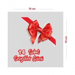 Köşe Kurdela 14 Şubat Sevgililer Günü Cam Vitrin Oda Stickerı 70 CM