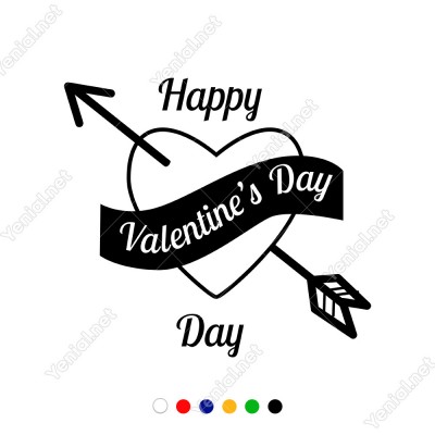 Sevgililer Günü İçin Happy Valentine’s Day Yazısı Sticker