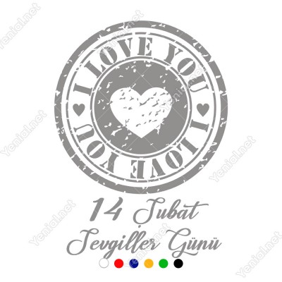 Sevgililer Günü İçin I Love You Yazısı ve Kalp Sticker