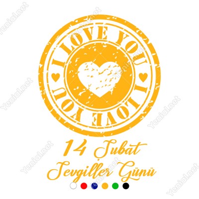 Sevgililer Günü İçin I Love You Yazısı ve Kalp Sticker