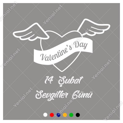 Sevgililer Günü İçin Uçan Kanatlı Kalp Sticker