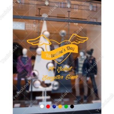 Sevgililer Günü İçin Uçan Kanatlı Kalp Sticker