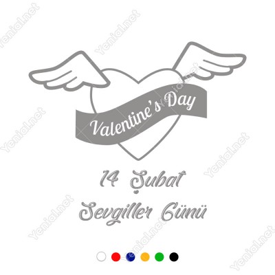 Sevgililer Günü İçin Uçan Kanatlı Kalp Sticker