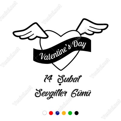 Sevgililer Günü İçin Uçan Kanatlı Kalp Sticker