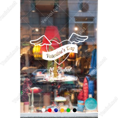 Sevgililer Günü İçin Uçan Kanatlı Kalp Sticker