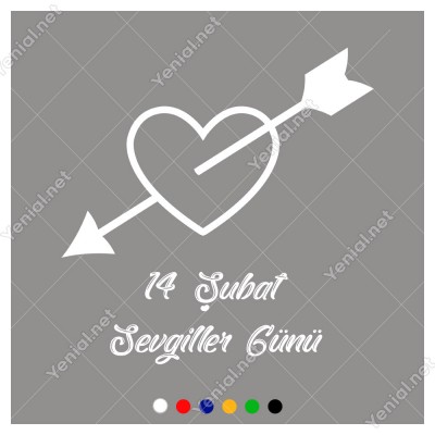 Sevgililer Günü İçinden Dolu Ok Geçmiş İçi Dolu Kalp Sticker