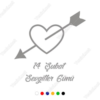 Sevgililer Günü İçinden Dolu Ok Geçmiş İçi Dolu Kalp Sticker