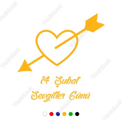 Sevgililer Günü İçinden Dolu Ok Geçmiş İçi Dolu Kalp Sticker