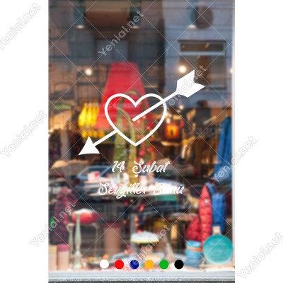 Sevgililer Günü İçinden Dolu Ok Geçmiş İçi Dolu Kalp Sticker