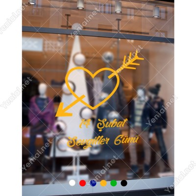 Sevgililer Günü İçinden Ok Geçmiş Kalp Sticker