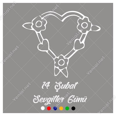 Sevgililer Günü Üzerinde Çiçekler Bulunan Kalp Sticker