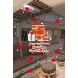 Sevgililer Gününe Özel Uygun Fiyatlı Hediyeler Cam Vitrin Oda Stickerı 70 CM