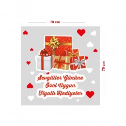 Sevgililer Gününe Özel Uygun Fiyatlı Hediyeler Cam Vitrin Oda Stickerı 70 CM
