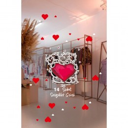 Sevimli Ayılar ve Kalpler Sevgililer Günü Cam Vitrin Oda Stickerı 70 CM