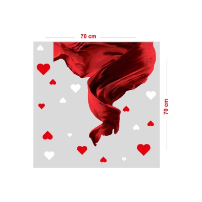 Uçuşan Kurdela Kumaşı Sevgililer Günü İçin Vitrin Oda Süsleme Stickerı 70 CM