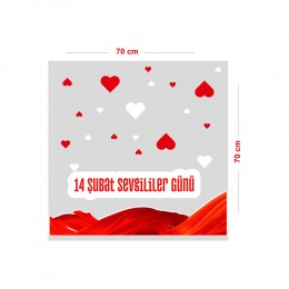 Zarif Bir Detay ve Kalpler Sevgililer Günü Cam Vitrin Oda Stickerı 70 CM