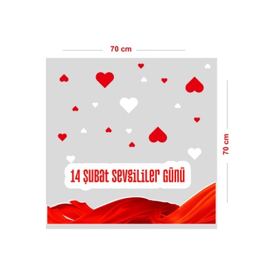 Zarif Bir Detay ve Kalpler Sevgililer Günü Cam Vitrin Oda Stickerı 70 CM