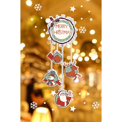 Marry Christmas Yazısı Salınan Detaylar Yılbaşı Süslemeleri ve Kar Tanesi Yılbaşı Stickerları