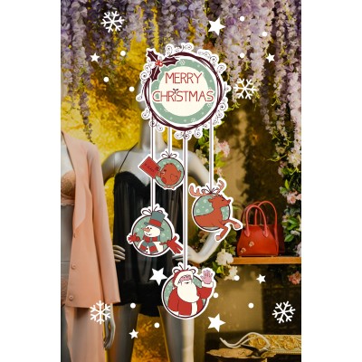 Marry Christmas Yazısı Salınan Detaylar Yılbaşı Süslemeleri ve Kar Tanesi Yılbaşı Stickerları