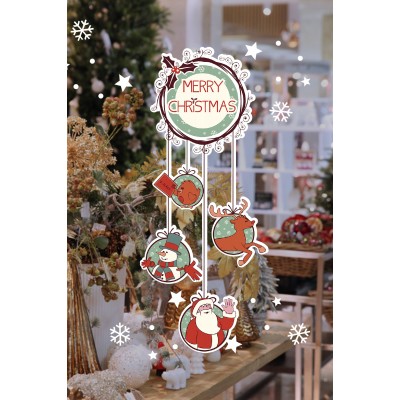 Marry Christmas Yazısı Salınan Detaylar Yılbaşı Süslemeleri ve Kar Tanesi Yılbaşı Stickerları