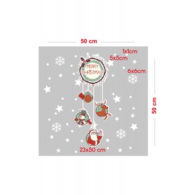 Marry Christmas Yazısı Salınan Detaylar Yılbaşı Süslemeleri ve Kar Tanesi Yılbaşı Stickerları