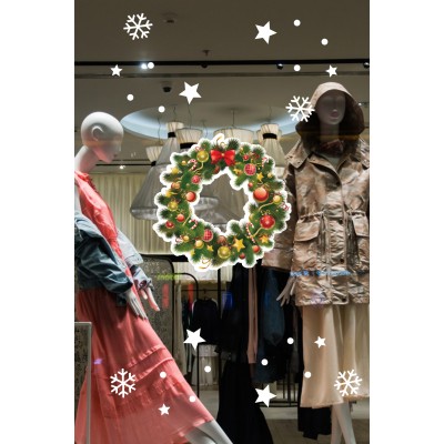 Yılbaşına Özel Kapı Cam Tacı Yılbaşı Süslemesi ve Kar Tanesi Yılbaşı Stickerları