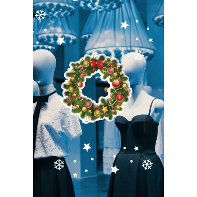 Yılbaşına Özel Kapı Cam Tacı Yılbaşı Süslemesi ve Kar Tanesi Yılbaşı Stickerları