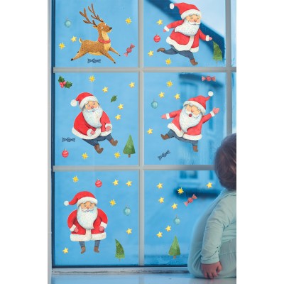 Sevimli Noel Babalar Yılbaşı Süsleme Bebek Çocuk Odası Sticker Seti Yeniyıl