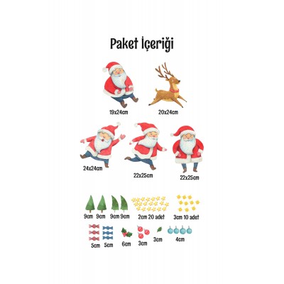 Sevimli Noel Babalar Yılbaşı Süsleme Bebek Çocuk Odası Sticker Seti Yeniyıl
