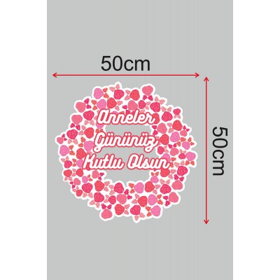Anneler Gününüz Kutlu Olsun Yuvarlak İçinde Kalpli Cam Vitrin Stickerı 50cm