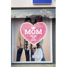 Anneler Günü Mom You Are Queen Cam Vitrin Stickerı 50cm