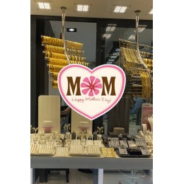 Anneler Günü Mom Happy Mother's Day Cam Vitrin Stickerı 50cm