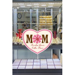 Mom Anneler Günü Kutlu Olsun Cam Vitrin Stickerı 50cm