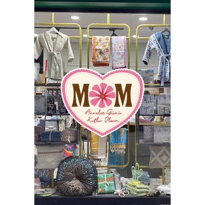 Mom Anneler Günü Kutlu Olsun Cam Vitrin Stickerı 50cm