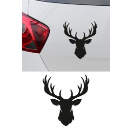 Boynuzlu Geyik Sticker - Araç Cam Sticker - Geyik Oto Sticker 14x15cm