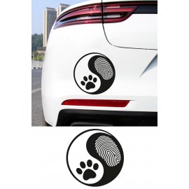 Yin Yang Pati Oto Sticker - Pati ve Parmak İzi Araba Sticker 15x15cm