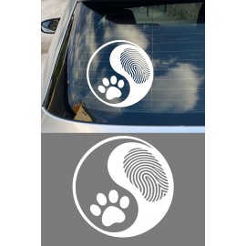 Yin Yang Pati Oto Sticker - Pati ve Parmak İzi Araba Sticker 15x15cm