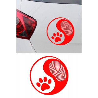 Yin Yang Pati Oto Sticker - Pati ve Parmak İzi Araba Sticker 15x15cm