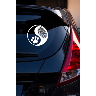 Yin Yang Pati Oto Sticker - Pati ve Parmak İzi Araba Sticker 15x15cm