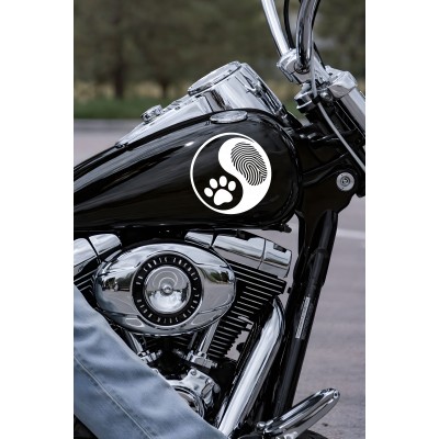 Yin Yang Pati Oto Sticker - Pati ve Parmak İzi Araba Sticker 15x15cm